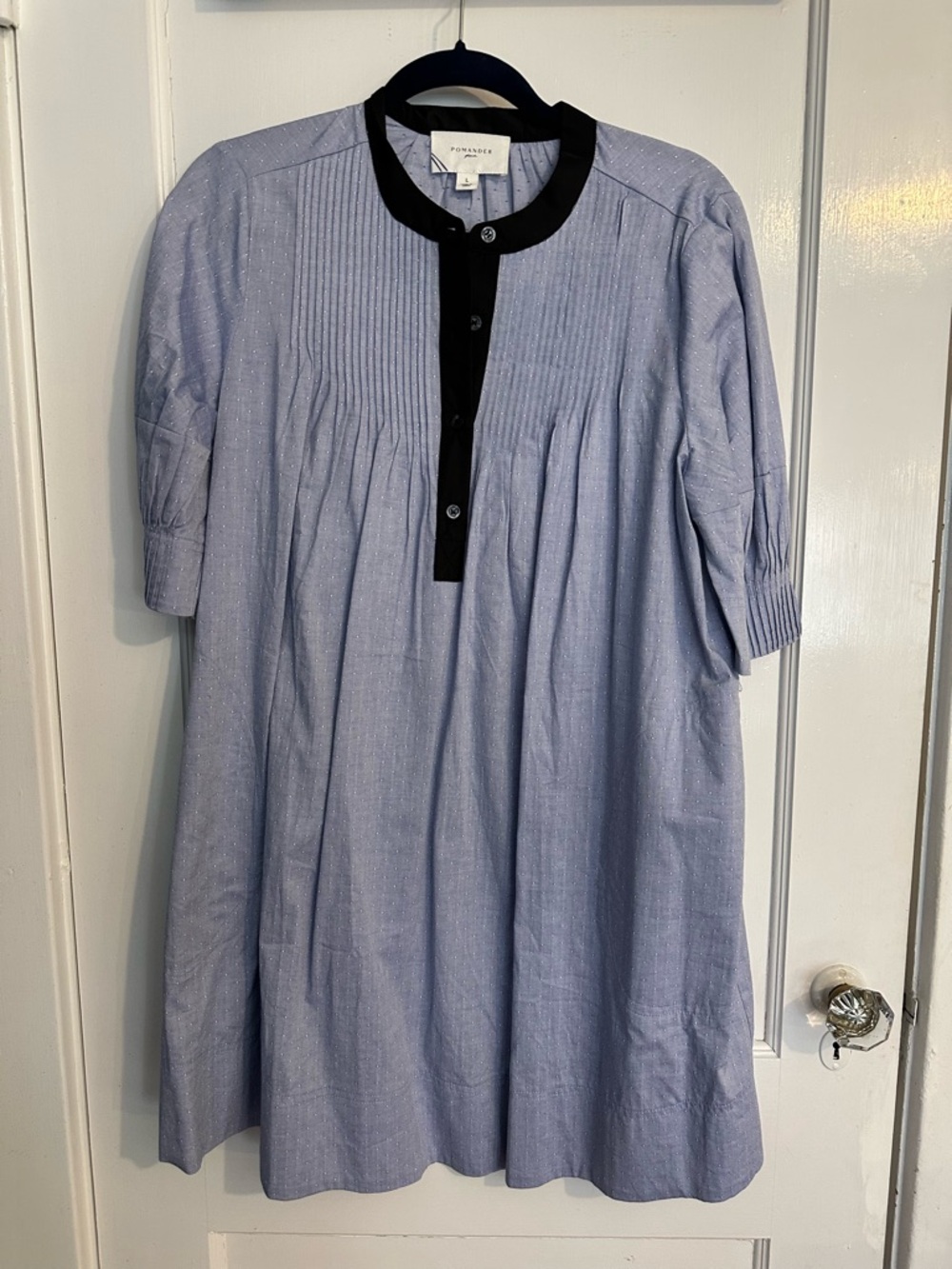 Pomander Place NWOT Annalee Blue Dress with Black Trim Size Large